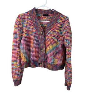 VICI Rainbow Knit Cropped Cardigan Size XS Indie Dreamcore